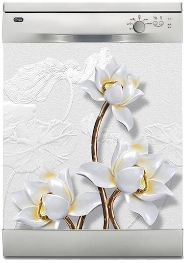 Bulaşık Makinesi Sticker Kaplama Beyaz Eşya Kaplama 3d Çiçek Dekor