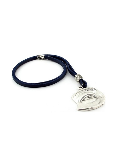 Solfera Tek Göz Her Şeyi Gören Göz Lacivert Deri Metal Erkek Kolye Q0589 Pembe