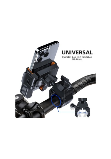 Karbon Desenli Kaymaz Scooter Telefon Tutucu, Turuncu Çok Renkli