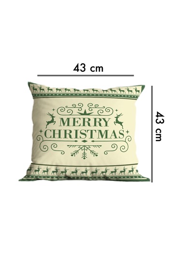 Belle Benoit Yılbaşı Baskılı Dekoratif 6'lı Koltuk Kırlent Kılıfı Yeşil - Beyaz