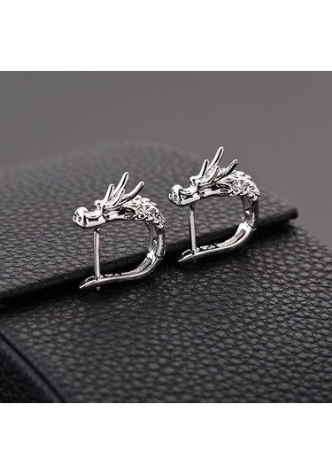 Gümüş Kişilik Ejderha Kafası Hoop Küpe Erkekler Kadınlar İçin 18 K Altın Ejderha Küpe Altın Hoop Yuvarlak Küpe