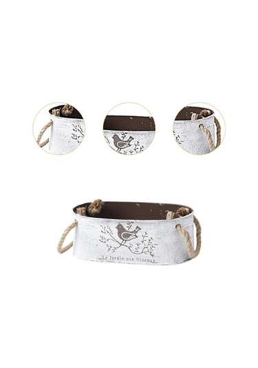 Pazly Vazo Suntek Saksuk Rustik Metal Kovası Demir Çiçeklik 21x11x8cm Rp