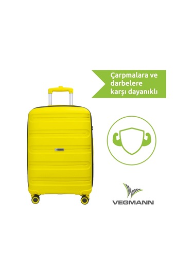 Vegmann Polipropilen Pp Atlas Sarı Büyük Boy Valiz Sarı