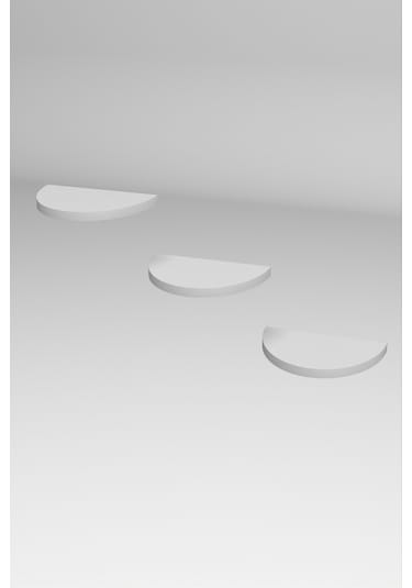 Duvar Rafı Dekoratif 3 Adet Çiçeklik Oval Beyaz