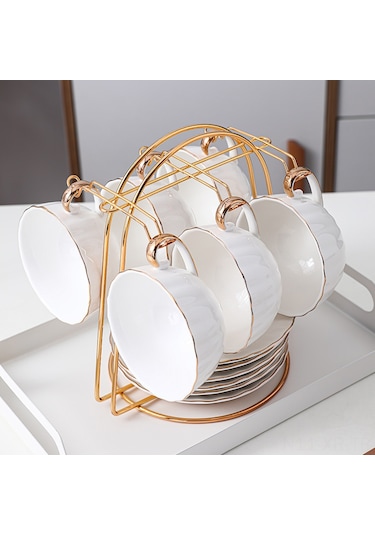 Xiyyadms Kahve Bardaklıklı Demir Çelik Raf, 4 Bardaklı Arched Desen, Retro Zanaatkâr Tasarım, Ev Ve Café İçin Kolay Kurulum, 180g Hafif Ve Dayanıklı