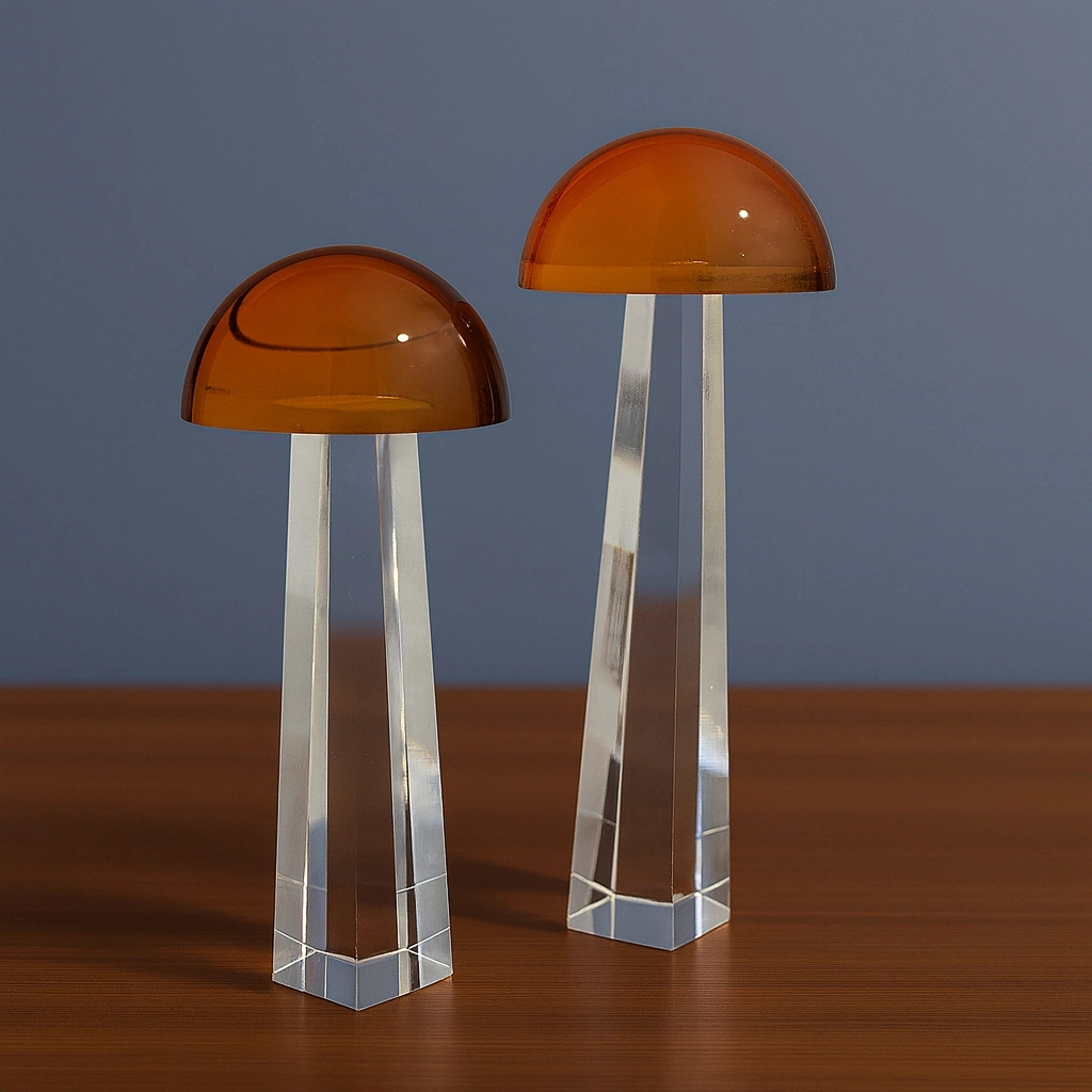 Kristal Mantar İkili Dekoratif Obje 20x9