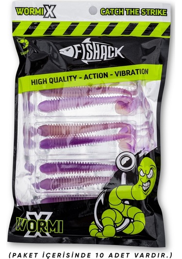 Silikon Kurt Yem - 4,2g 105mm - Turna/levrek Silikonu - 1 Adet - Mor/beyaz - Karides Kokulu