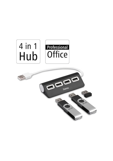 Usb Hub, 4 Ports, Usb 2.0, 480 Mbit/s, Siyah