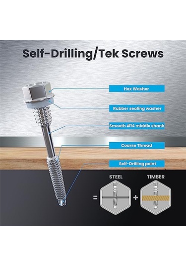 Xurunkeji 40 Adet 14 X 1-1/2 İnç İla 2-7/8 İnç Metal, Paslanmaz Çelik Sac Vidalar, İnşaat Ve Onarım İçin Kendiliğinden Delinebilen Vidalar 17x14x3cm