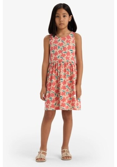 DeFacto Kız Çocuk Bisiklet Yaka Çiçek Desenli Kolsuz Yazlık Elbise B4338A825SMOG577