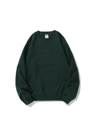 Erkekler Yuvarlak Yakalı Ters Üçgen Sweatshirt Koyu Yeşil