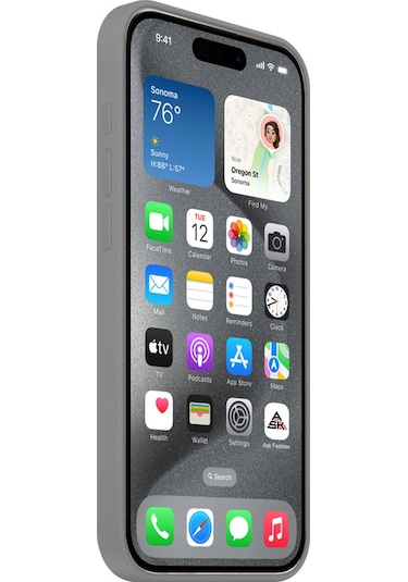 Apple Uyumlu iPhone 15 Pro Max Logolu Kılıf Lansman Silikon Kılıf - Gri
