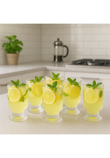 6 Lı Modern Cam Bardak Seti Ribbed Serisi
