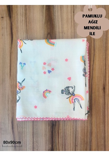 Desenli Müslin Kız Erkek Bebek Battaniyesi Oeko-texli %100 Pamuklu Puset Örtüsü Yenidoğan 90x80cm Sarı