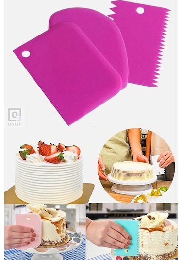 3'lü Set Hamur Pasta Börek Kek Çörek Şekillendirici Kesici Kazıyıc