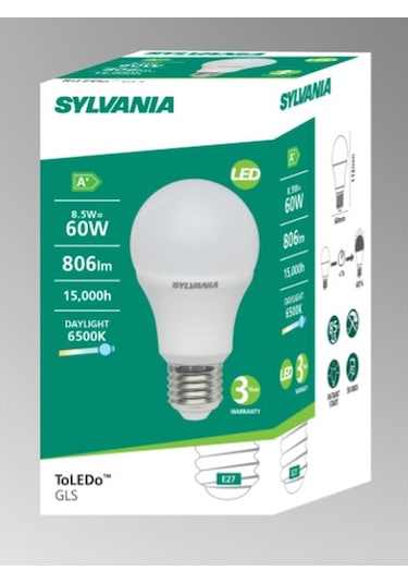Sylvania Toledo Led Ampul E-27 8,5w-60 W Beyaz Renk 6500k