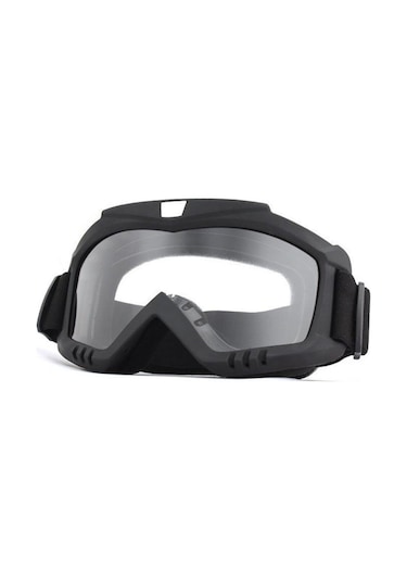 Motosiklet Ve Bisiklet Motocross Gözlük Lastikli Siyah Cam Kross Model Prof Motor Gözlüğü