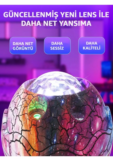 Dinazor Yumurtası Gece Lambası Projektör Uzaktan Kumandalı Nebula