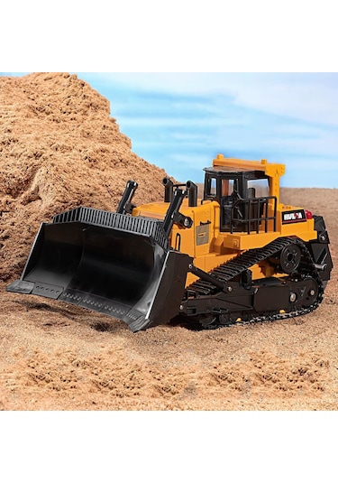 Huına 1554 1/16 Yüksek Kalite 11ch Rc Model Caterpillar Buldozer Paletli Metal Kepçe Kazıcı Uzaktan Kumandalı İş Makinesi -2.4g Sesli Ve Işıklı