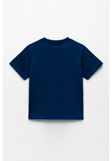 Erkek Çocuk %100 Pamuklu Baskılı Kısa Kollu Tişört - Lacivert 3-4 Yaş 8-9 Yaş Lacivert