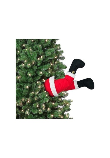 Pazly Noel Baba Bacakları Ağaç Şöminesi, 38x21x16cm, Kırmızı Beyaz, Noel Partisi Süsleme
