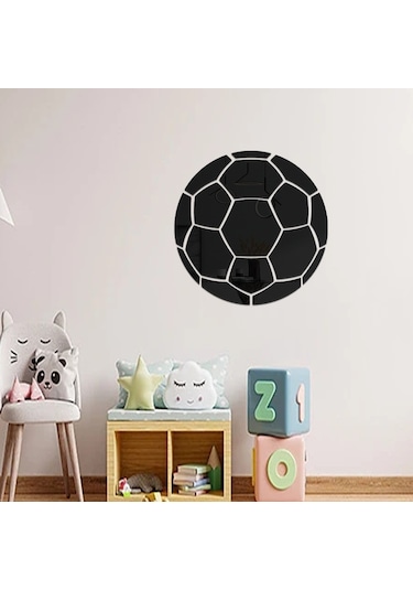 Sones 30cm Futbol Akrilik 3d Duvar Çıkartmaları Kendinden Yapışkanlı Ev Arka Plan Duvar Dekorasyonu Ayna Macunu Gümüş