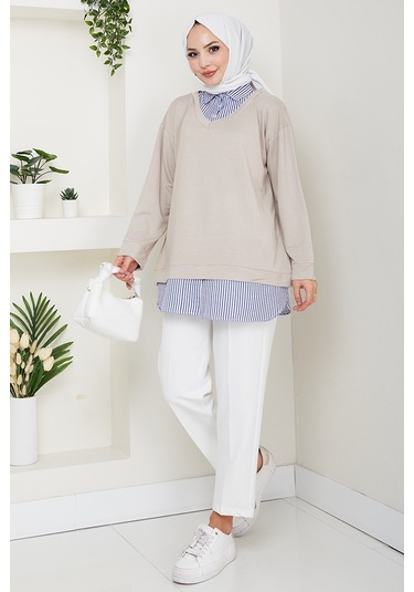 Gömlek Yaka Oysho Tunik 1612 - Taş Taş