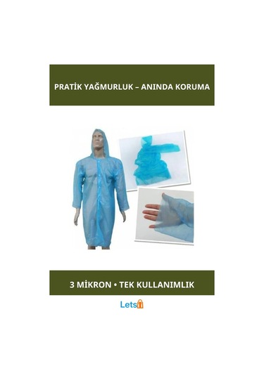 Su Geçirmez Pratik Yağmurluk Tekli 140x150 Cm Çok Renkli