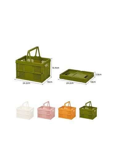 Sones İstiflenebilir Katlanabilir Saklama Sepetleri Ev Mutfak Saklama Kutusu Düzenleyici Saplı 24,4 X 18 X 1,4 Cm Yeşil