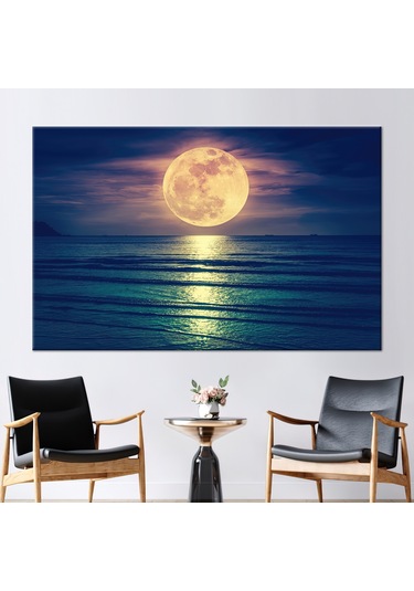 50x70cm 1 Parça Kanvas Tablo, Büyük Dolunay Kanvas Poster