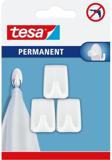 Permanent Askı Plastik Küçük Dikd. Beyaz 3 Adet X 3 Paket Toplam 6 Askı Diğer