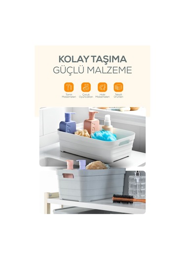 4'lü Kapaklı 5 Litre Saklama Kutusu Antrasit Antrasit