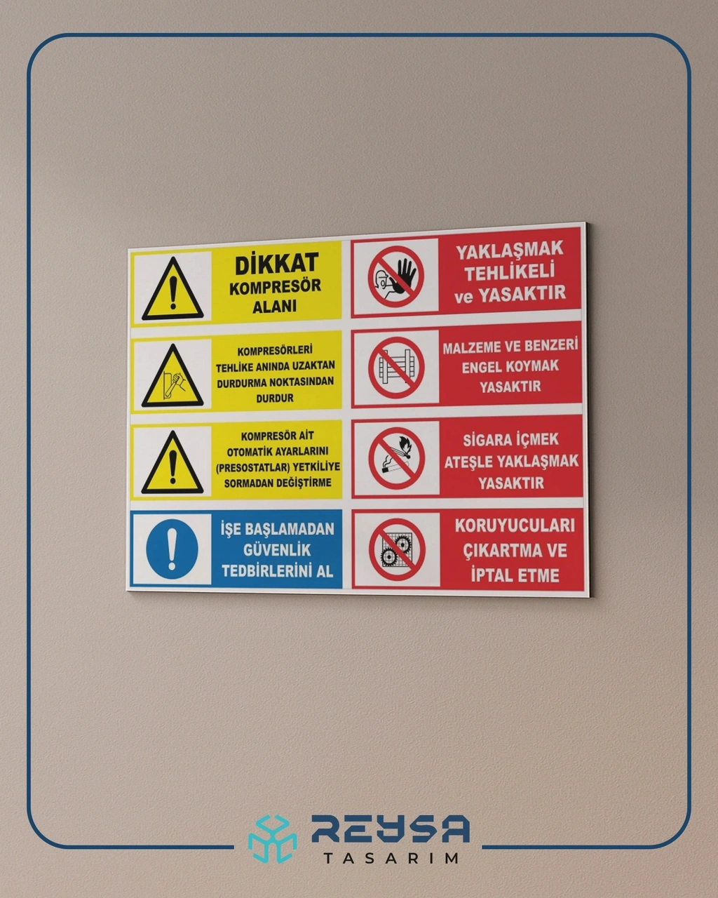 Dikkat Kompresör Alanı Sticker 20x28 Cm