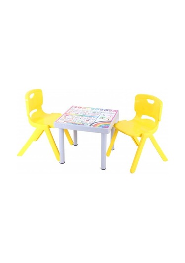 Sağlam Plastik Mandella Rubi İngilizce  Desenli Çocuk Masası 2 Ad