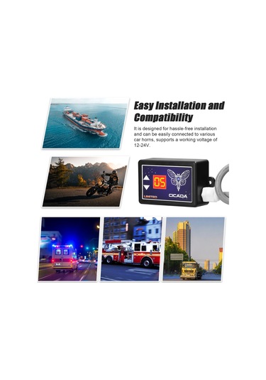 Skycity Araba Klakson Kontrol Cihazı 12-24v: 15 Farklı Ses Efekti, Ses Seviyesi Ayarı Ve Dijital Ekran