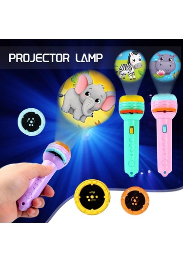 Yeni Ürün Çocuk Projektör Işığı El Feneri Karikatür Hayvan Dinozor Uyku Hikayesi Gece Resim Işığı Öğrenme Komik Eğitim Oyuncaklar P4 Siyah