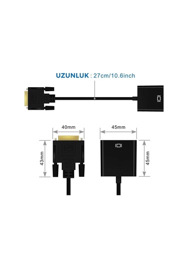 Powermaster Dvı-D 24+1 Erkek To Vga Dişi Çevirici Adaptör Kablo