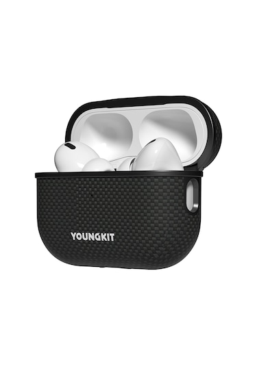 Airpods Pro 2.nesil Kılıf Magsafe Uyumlu Aramid Fiber Youngkit 1500d Kevlar Extreme Wing Seri Siyah