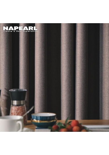Krem 1 Adet Napearl 70% Karartma Perdesi Düz Renk Modern Tasarım Yatak Odası Halka Tipi Pencere Perdesi Oturma Odası Ev Dekor İçin W100cm X L130cm Krem