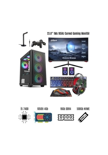 Ramtech Fot i5-7400 16 GB 500 GB M2 SSD 4 GB 1050Ti 24" Free Dos Masaüstü Oyuncu Bilgisayarı