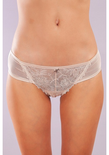 Golshan Gaspara Mini Slip, Kadın Güpürlü Tüllü Ten Renkli Normal Kesim Külot Çok Renkli