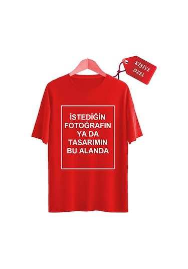 Kendin Tasarla T-shirt Kişiye Özel Tişört Baskılı Tshirt Kirmizi