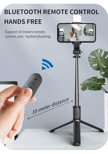 Kablosuz Bluetooth Selfie Sopa Katlanabilir Monopod Dolgu Işığı Deklanşör Uzaktan Kumanda Iphone Xiaomi Huawei İos Uyumlu Android İçin Wıth Light