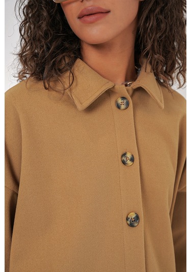 Bigdart 0674 Cepli Oversize Gömlek - Hardal HARDAL