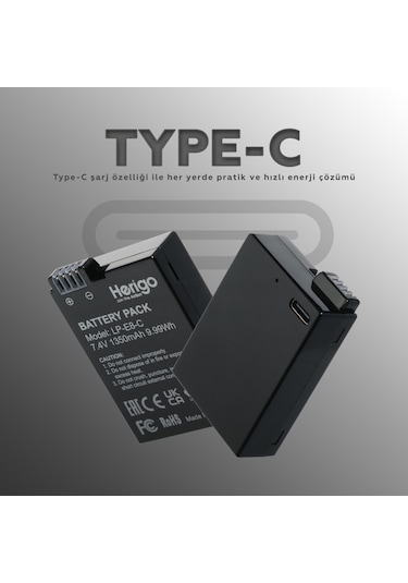 Herigo Lp-e8-c 1350mah Type-c Şarjlı Batarya Lp-e8 Uyumlu