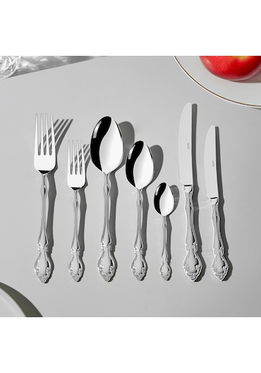 Nehir Adriana Saten 12 Kişilik 89 Parça Çatal Kaşık Bıçak Takımı Gümüş