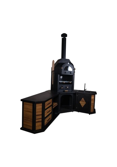 Zs Hermanos Granit Evyeli Avangarde Köşe Fırınlı Barbekü Siyah - Kahverengi