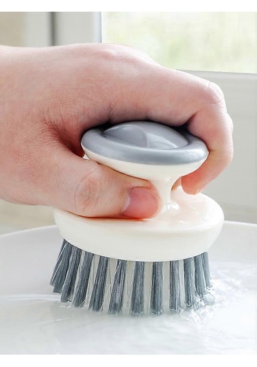 Saplı Çok Amaçlı Bulaşık Fırçası, Temizlik İçin Mutfak Fırçaları, Lavabo, Tencere, Tavalar İçin Sert Kıllı Bulaşık Fırçası 2p Gri