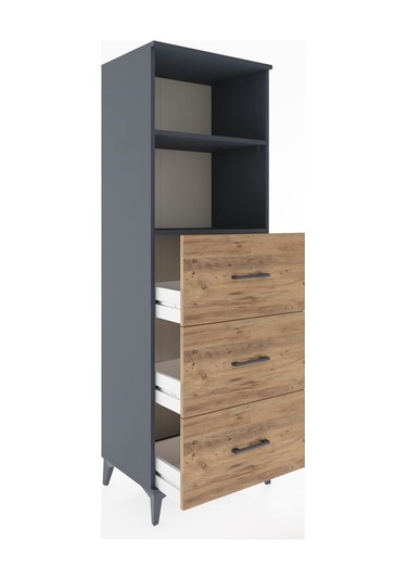 Hyperion Dolap 2 Raflı 3 Çekmeceli 60x44x182 Antrasit-çam Antrasit