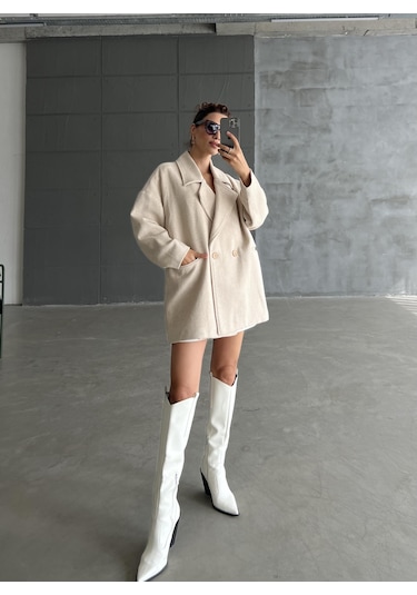 Taş 1. Sınıf Kalite Balık Sırtı Oversize Kaşe Kaban Taş